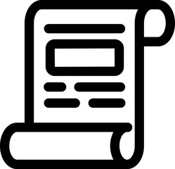 Scroll paper icon in black line art.
