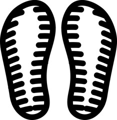 Shoes or slipper print icon in thin line art.