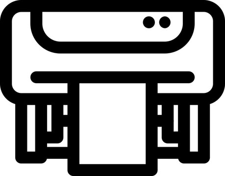 recommend clip art: Black line art illustration of printer icon.