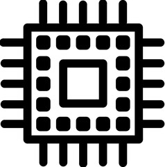 Illustration of Microchip icon in line art.