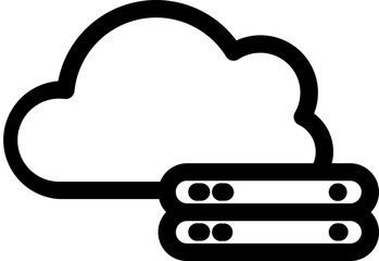 Cloud with Server icon in line art.
