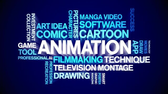 Animation animated word cloud;text design animation tag kinetic typography seamless loop.