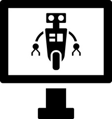 Robot controlled by computer icon