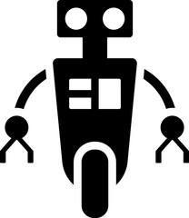 Robot glyph icon or symbol.