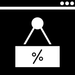 Online shopping discount offer icon in b&w color.