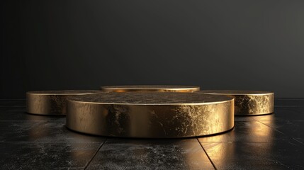 3d style podium shaped gold luxury background. Illustration for promoting sales and marketing