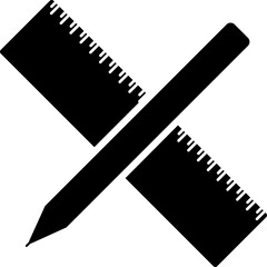 Ruler scale with pencil glyph icon.