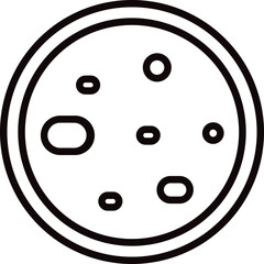 Line art illustration of petri dish icon.