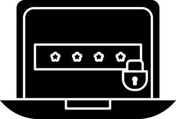 Login window in laptop. Glyph sign or symbol.