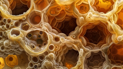 High-resolution image of bee nest colony cells under a microscop