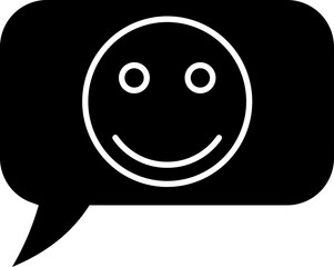 Smiley speech bubble or good review icon.