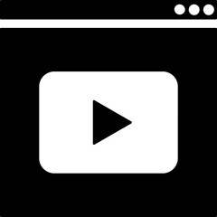 B&W illustration of online video play icon.
