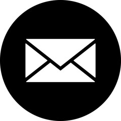 Flat mail or envelope icon in b&w color.