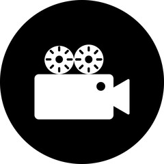 Glyph video camera icon or symbol.
