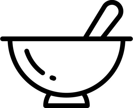 recommend clip art: Mortar and pestle icon in line art.