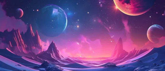 Wall murals Candy pink Space futuristic landscape with curved space. Ethereal Cosmic Spectacle Celestial Streaks the Starry Universe,