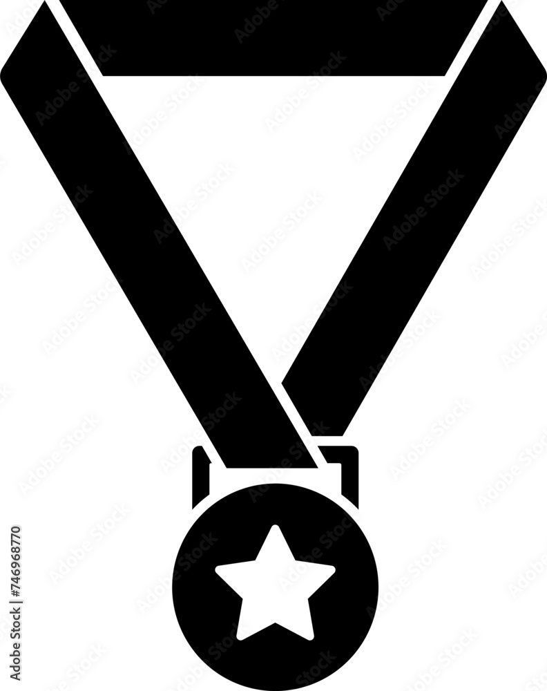 Wall mural Star medal with ribbon glyph icon in flat style.