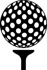 Golf ball on stand glyph icon in flat style.