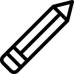 Isolated pencil icon in line art.