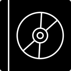 Vector illustration of CD box glyph icon.
