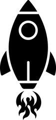 Rocket icon in b&w color.