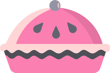 Pie dish icon in pink and gray color.