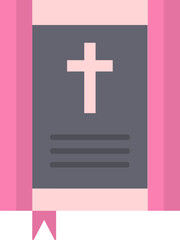Bible book icon in pink and gray color.