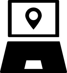 Location app in laptop icon. Glyph sign or symbol.