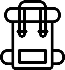 Line art illustration of backpack icon.