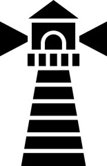 Glyph illustration of lighthouse icon or symbol.