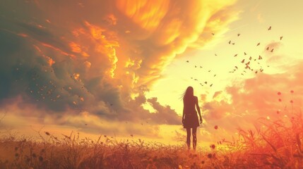 women in the sunset