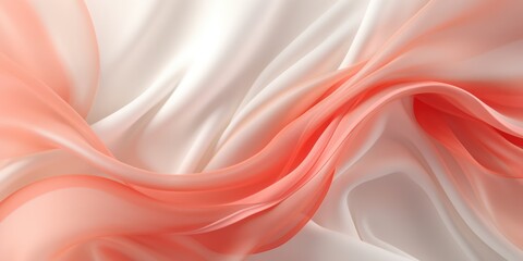 Obraz premium Abstract white and Coral silk fabric weave of cotton or linen satin fabric lies texture background.
