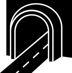 Road tunnel icon in b&w color.