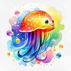 Fototapeta na wymiar Brightly colored jellyfish in the sea.