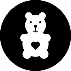 Teddy bear icon in b&w color.