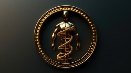 Logo medicine doctor, pharmacology treatment, family care hospital. Minimalistic banner copy space creative VIP promotion vitruvian man