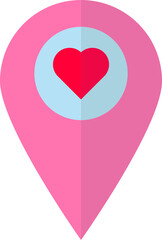 Loving location point icon in flat style.