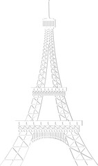 Illustration of eiffel tower in line art.