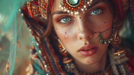 a young beautiful gypsy queen - obrazy, fototapety, plakaty