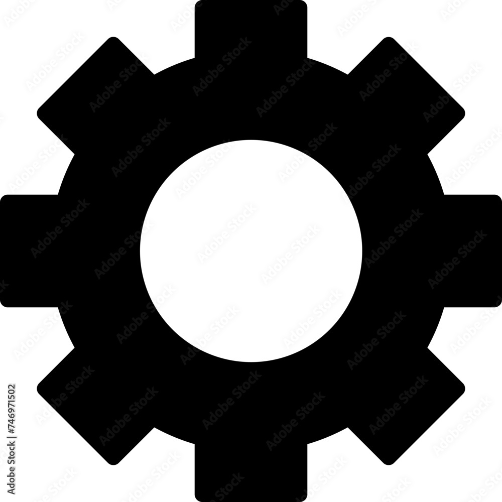 Poster cogwheel or setting icon in black color.