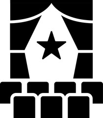 Show stage hall icon in b&w color.