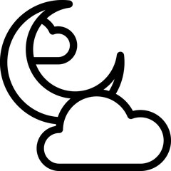 Cloudy night icon in line art.