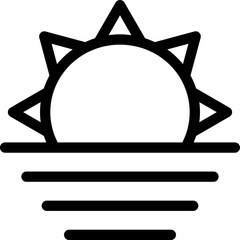 Line art illustration of sunrise icon or symbol.