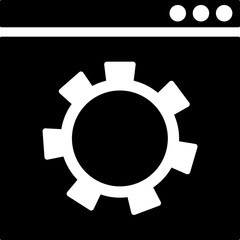 Browser setup icon in b&w color.