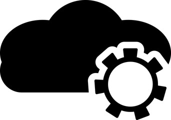 Cloud setting icon in b&w color.