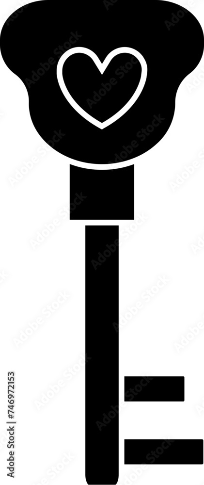 Wall mural key icon or symbol in b&w color.