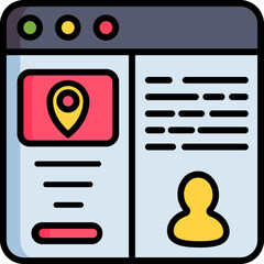 Flat style Location Tracking website icon or symbol.