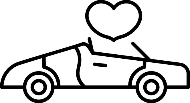 recommend clip art: Wedding car icon or symbol in line art.
