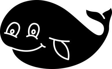 Cute Whale Fish Glyph Icon or Symbol.