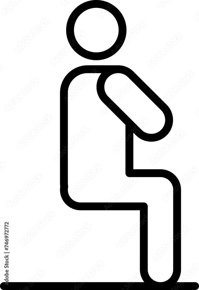 Poster human doing wall sit yoga exercise icon in black line art.